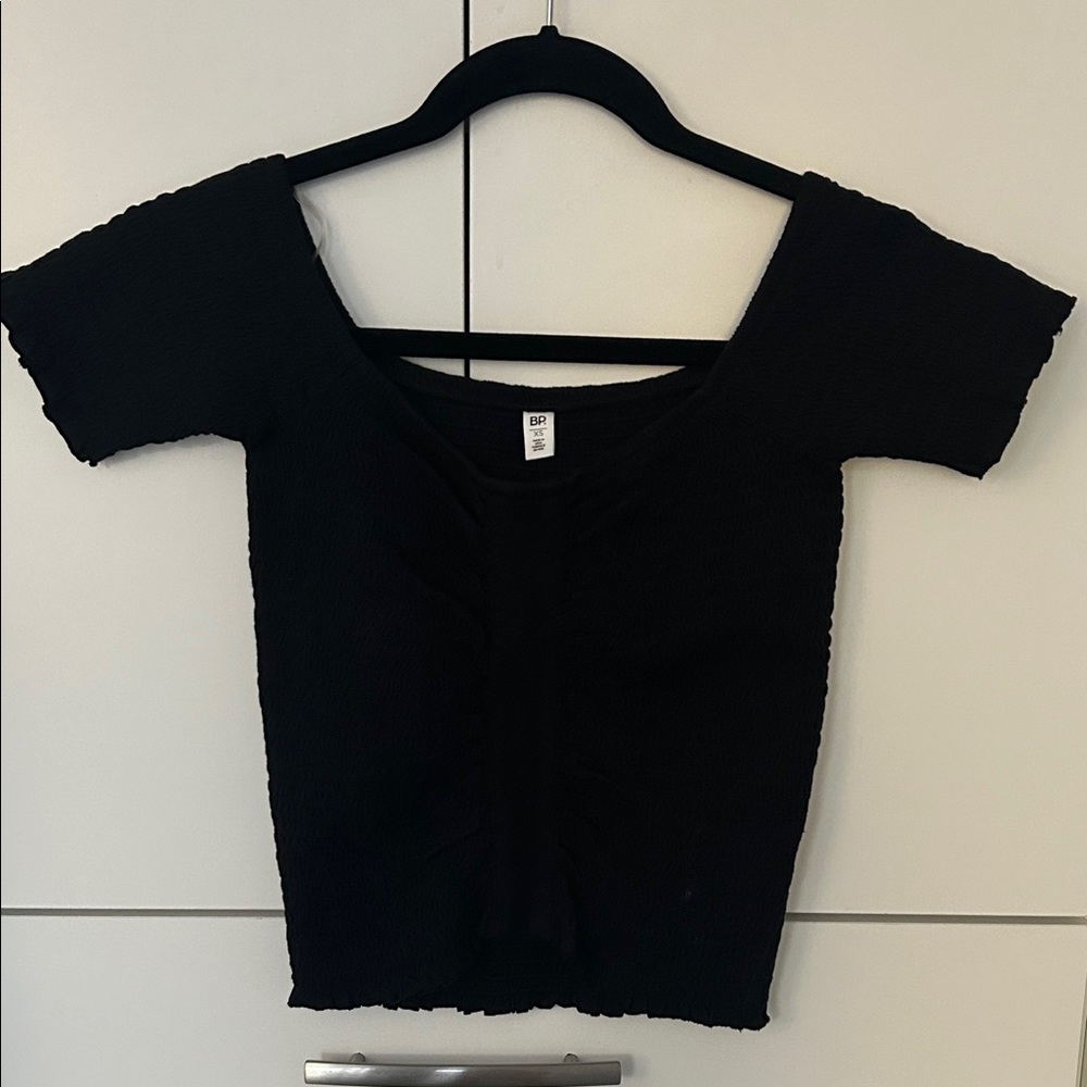 Elegant Black Ruched Women's Blouse